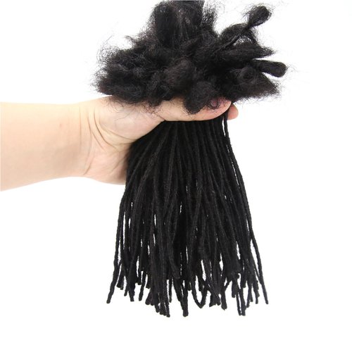 ZigZag Hair Minilocs Dreadlocks Extensions 0.2cm 100strands Micro Sisterlocs Extensions Human Hair Loc Crochet Braiding Hair Decoration for Men/Women/Children (8 Inch, Natural Color)