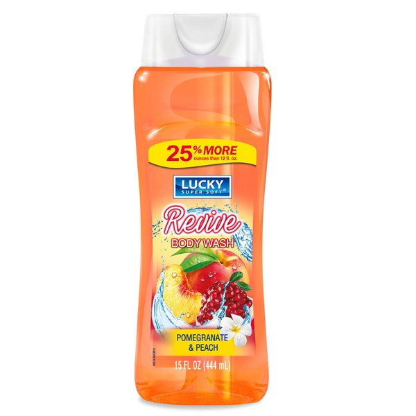 Lucky Super Soft Body Wash, Pomegranate & Peach, 15 Ounce