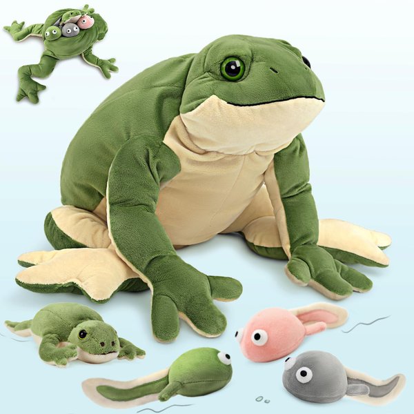 MaoGoLan Frog Stuffed Animal Plush Toys,Green Mommy Frog Plush and 4 Baby Frog Toys for Kids,Cute Plush Toad Toys,Soft Stuffed Frog Gifts for Baby Shower Birthday Decor Holiday