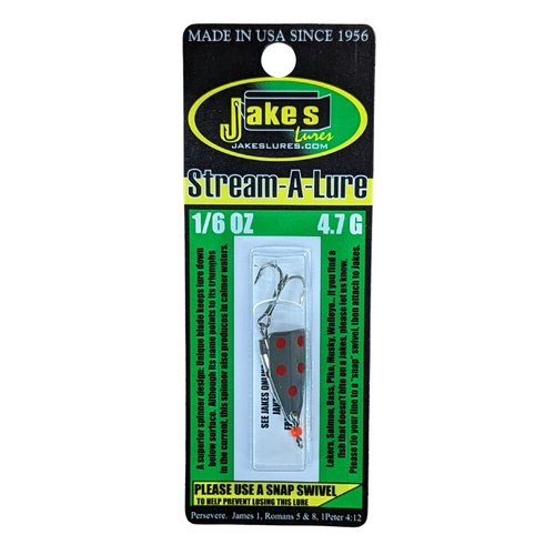 Jake's Lures Stream-a-Lure Silver | Spinner Lure for Fishing | Great for Bass, Musky, Pike, and More | Fishing Lures and Accessories | Weight - 1/6 oz