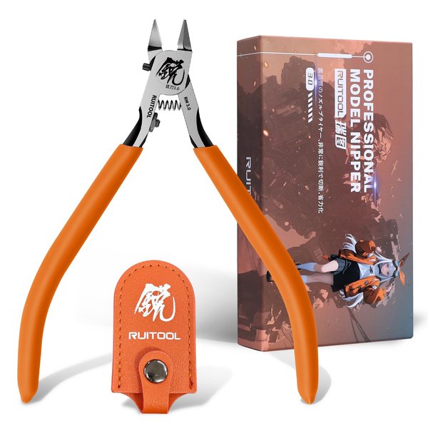 RUITOOL Model Nippers, Gundam Model Tools for Advancers to Repair and Fix Plastic Models, Ultra-thin Single Blade Gunpla Nipper, Non-slip Grip 4.7 Inch Sprue Cutter for Plastic Model Building