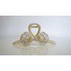 Generic Long one sided round crystal bow gold metal hair claw clip for medium thick hair