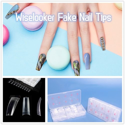 1000pcs Clear French False Nails Tips Press on Fake Nails Half Cover Acrylic Nails Artificial Nails Extension 10 Sizes for Nail Salons and DIY Nail Art(2x500pcs)