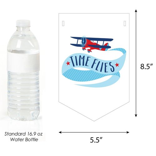 Big Dot of Happiness Taking Flight - Airplane - Vintage Plane Baby Shower Bunting Banner - Party Decorations - Welcome Baby