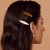 CHOISBEING Leather Hair Clip for Girl 2 Pack Cute Small Hair Clips for Women White Brown Tiny Hair Styling Pins