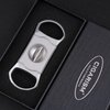 CIGARISM V-Cut Cigar Cutter Stainless Steel Blade, Up to 60+ Ring Gauge in Leather Gift Case (Silver)