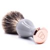 Parker Safety Razor 3-Band Pure Badger Shave Brush with Stand – Extra Dense Bristles – Deluxe Gray and Rose Gold Handle –Shaving Brush for Men & Women