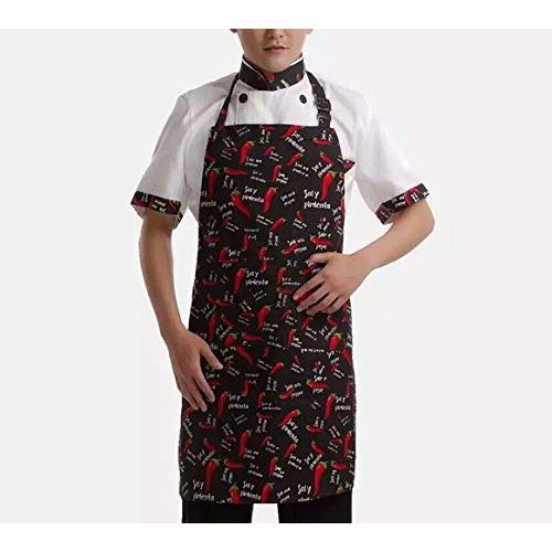 Household Decor Aprons with Pockets, Dish Washing Grooming Chef, Commercial and Home Use, Unisex, Eco Friendly, Elegant, for All Holidays and Occasions. (Red Chili Print, 100% Waterproof Polyester)