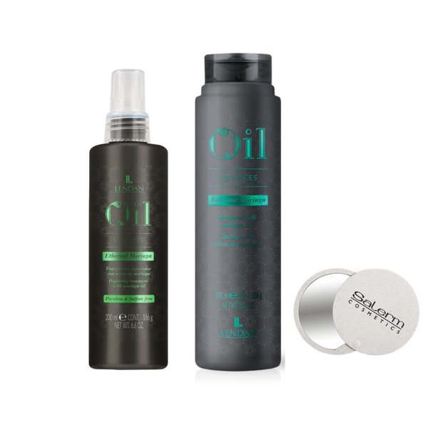 Moringa Oleifera Shampoo & LEAVE IN Conditioner Set - for Hair Growth, Repair & Shine - 6.6 oz - 100% vegan - includes mini mirror