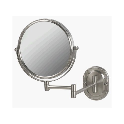 8" Makeup Vanity Mirror, Nickel, Dual Arm, Wall Mount, 7X Optics