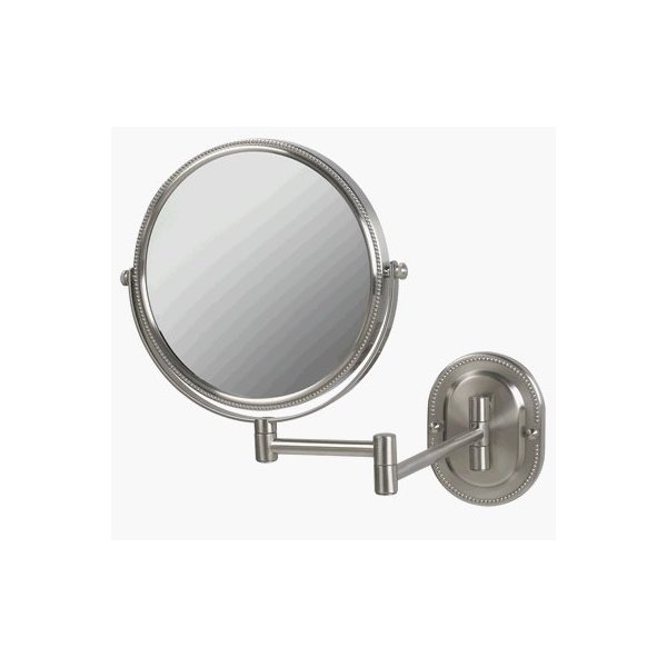 8" Makeup Vanity Mirror, Nickel, Dual Arm, Wall Mount, 7X Optics