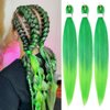 Ombre Green Pre stretched Braiding Hair, 3 Packs Kanekalon Box Braids Hair Extensions, 26 Inches Yaki Texture Braiding Hair Pre stretched