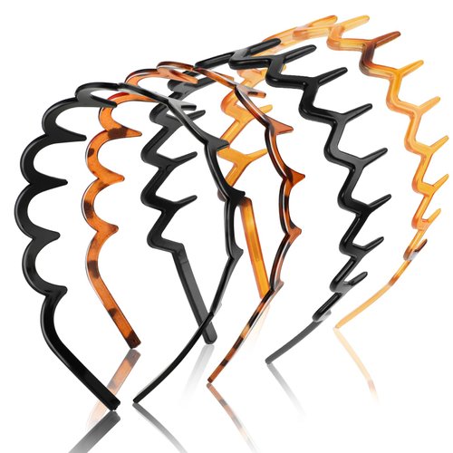 WY LIGHTING LEVEL 4 Pieces Zig Zag Headbands, Shark Tooth Hair Comb Hairband, Wavy Shape Plastic Hair Bands Zigzag Headband, Hair Hoop Accessory for Women Lady Girls