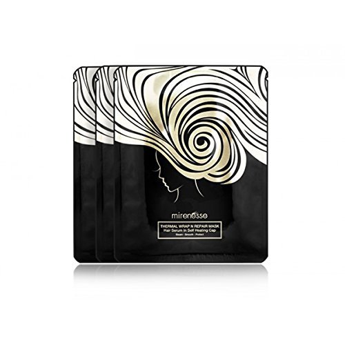 Mirenesse Thermal Wrap & Repair Hair Mask, Super Hydrating with Hair Growth Serum, Self Heating Foil Cap Deep Conditioner for Dry Damaged Colored Hair, Organic Coconut & Argan Oil 1.4oz (3 Pack)