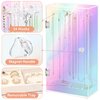 Jenseits Iridescent Necklace Organizer, Acrylic Necklace Holder w/Velvet Tray, Dustproof Rotation Jewelry Holder Organizer Display Stand Box Hanger, Necklaces Ring Bracelet Case, Gift for Women, Girl