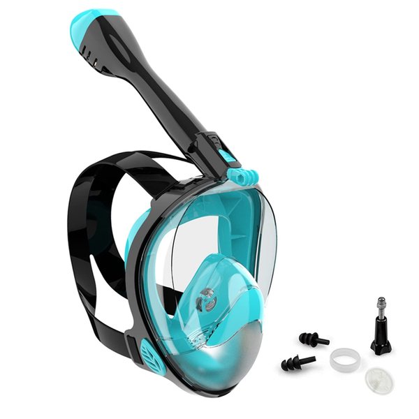 Jwintee Full Face Snorkel Mask, Diving Mask for Kids and Adults,180° Panoramic View Snorkel Mask with Camera Mount, Safe Breathing, Anti-Leak&Anti-Fog