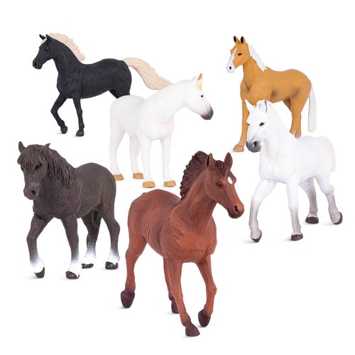 Terra by Battat – 6 Pcs 6" Horse Toys – Plastic Animal Figures Horses – Realistic Mustang Figurines – Collectible Horse Gift for Kids 3+ – Horse Party Decorations
