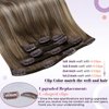 LaaVoo Clip in Hair Extensions Human Hair Light Brown Balayage Blonde Clip in Hair Extensions Real Human Hair Ombre Real Hair Extensions Clip in Human Hair 18 Inch 5pcs/80g