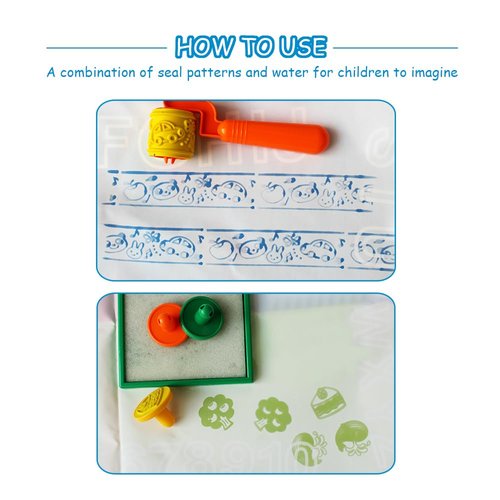 HOMSEEK 9Pcs Water Doodle Replacement Pens,Aqua Drawing Doodle Tool with Brush,Pen,Stencils and Learn to Draw Books for Doodle Mat Water Book