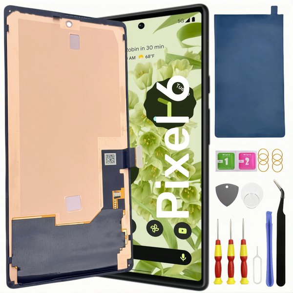 OLED Pixel 6 Screen Replacement for Google Pixel 6 LCD Screen Pantalla Touch Digitizer Display with Frame Tool Kit GB7N6 G9S9B16 Support Fingerprint