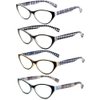 Calabria Emily Cateye Reading Glasses +3.75 4-Pack Variety Women Stylish Fashion Eyeglasses Cat Eye Single Power Readers