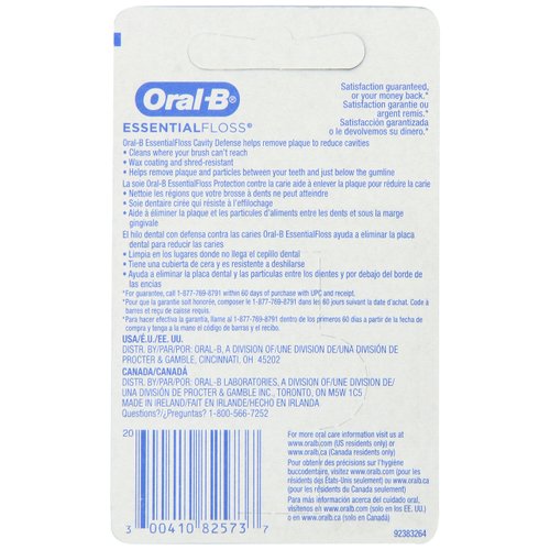 Oral-B Dental Floss, Essential Floss, Mint, Waxed, 54 Yd (Pack of 24)