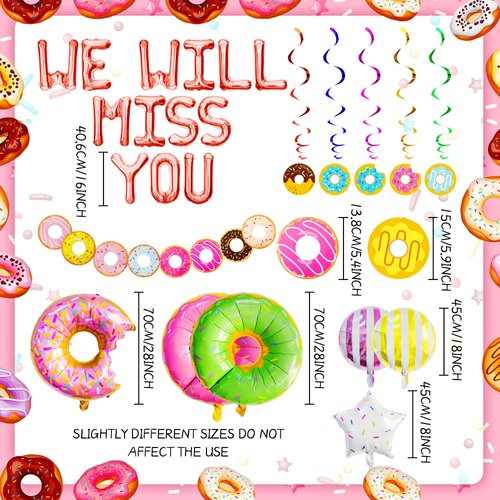 26 PCS We will Miss You Balloons Donut Forget Us Party Decoration Going Away Decor Farewell Decor Career Change Bachelorette Retirement Party Decorations Supplies