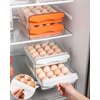 32 Capacity Egg Holder, Egg Storage Drawer, Organizer for Kitchen, Reusable Egg Cartons with Handles, Egg Dispenser for Refrigerator, Clear Egg Container with 2 Layers Stackable