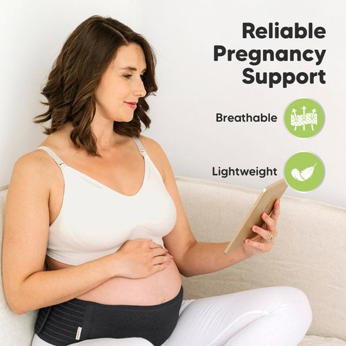 KeaBabies Maternity Belly Band for Pregnancy - Soft & Breathable Pregnancy Belly Support Belt - Pelvic Support Bands - Tummy Band Sling for Pants - Pregnancy Back Brace (Midnight Black, 2XL)