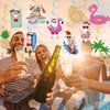 Hawaiian-Tropical Christmas Party-Decorations Streamers - 10Pcs Flamingo Pineapple Palm Leaves Hanging Swirl Ceiling Decor,Summer Pool Beach Birthday Merry Snata Banner Supplies Hugtmr