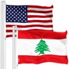 G128 Combo Pack: American USA Flag 3x5 Ft & Lebanon Lebanese Flag 3x5 Ft, Both Printed 150D Polyester, Indoor/Outdoor, Brass Grommets