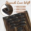 KooKaStyle Clip in Hair Extensions Thick Long Straight Hair Extensions Upgrade Soft Lace Weft Lightweight 7PCS Layered Hair Extensions Medium Brown with Warm Highlights 20Inch for Women