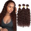 Brown Human Hair Bundle Color #4 Kinky Curly Human Hair 3 Bundles 24 26 28 Inch Brazilian Remy Hair Extensions Silky Soft Chocolate Brown Curly Human Hair Bundle 100g/Pc