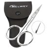 Melwey Eyebrow Scissors & Small Cuticle Scissors, Curved Blade Manicure TSA Scissors. Stainless-Steel Scissors for Eyelashes, Facial Hair, Pubic, Men Moustache & Beard.