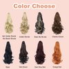 ELIO Ponytail Hair Extensions, 16Inches Long Wavy Ponytail Hairpieces Claws Ponytail Extension Drawstring Ponytail Synthetic Hair Extension Ponytail for Women Girls (Dark Brown)