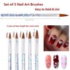 FULINJOY 5 Pcs Nail Art Brush, Acrylic UV Gel Glitter Drawing Painting Brushes Crystal Handle Nylon Hair Carving Flower Pens Nails Tools
