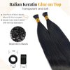 I Tip Hair Extensions Human Hair 22 Inch Black Hair Extensions I Tip Real Human Hair 50g 50s/Pack Full Head Keratin Bond Hair Extensions I Tip Natural Black Extensions for Women