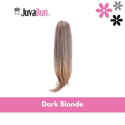 JUVABUN 17" Straight Claw Clip In Ponytail Hair Extensions - Dark Blonde| Ponytail Extension Human Hair | Hair Extensions for Women & Men | Washable, Realistic And Synthetic | Dark Blonde