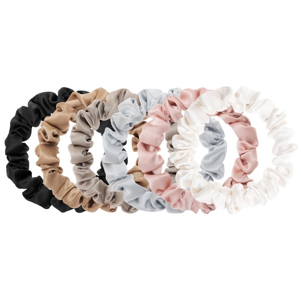 MurierSilk Silk Hair Scrunchies 100% Pure Mulberry Silk Hair Tie for Women Grils, Silk Elastic Ponytail Holder Hair Accessories, Silk Hair Wrap Prevents Hair From Frizz And Breakage (Small) 6pcs