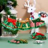 JOYIN 6PCS Christmas Clothing for Doll Dance Skirt Set with 3 Designs, Green Santa Dresses Clothes for Doll Dress up Costume Accessories, Xmas Holiday Decorations Gifts