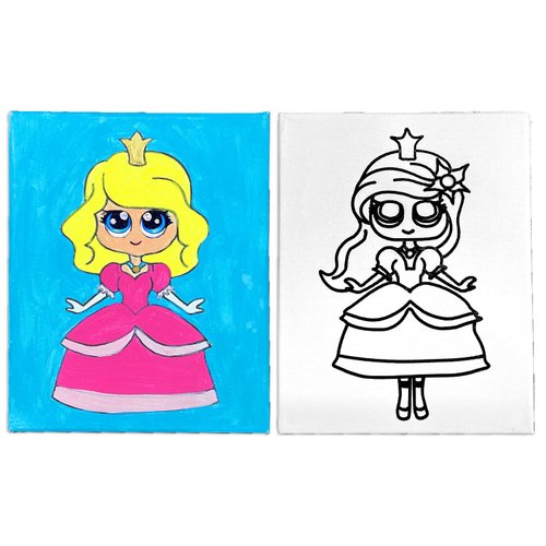 Pre Drawn Stretched Canvas Painting for Kids | Custom theme | Birthday Gift Iris Rainbow Goddess Theme | Paint party favor | DIY (8x10) (8x10, Princess, Paint Kit)