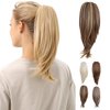 JUVABUN Straight ponytail 15''-Brownish Blonde|Claw Clip In Ponytail Hair Extensions | Synthetic clips pony tails hair extensions |Hair Extensions for Women|Straight ponytail extension real human hair