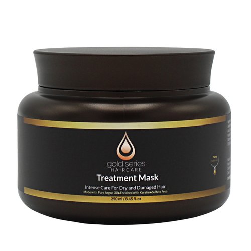 Gold Series Treatment Mask – Deep Hydrating Argan Oil Hair Mask for Dry, Damaged, Color Treated and Curly Hair Enriched with Keratin – Sulfate Free Natural Hair Repair Treatment, 8.45oz