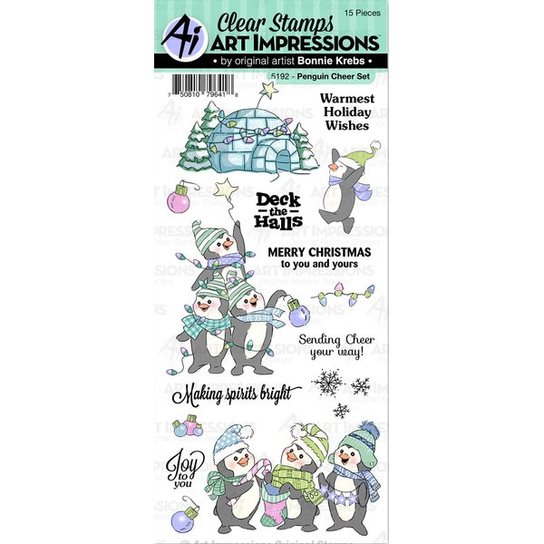 ART IMPRESSIONS HOLIDAY STAMP SET PENGUINCHR, Penguin Cheer