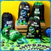 Talltalk 60 Pcs Video Game Party Favors Gamer Party Supplies Game Drawstring Bags Button Pins Wristbands Stickers Stampers Party Prize Set for Boys Girls Video Game Birthday Party Decor Supplies