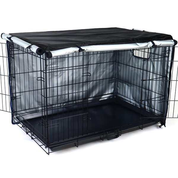 kefit Durable Dog Crate Cover-Double Door, Pet Kennel Cover Waterproof Anti-UV Dog Cage Cover Fit for 24-48 inches Crate -Black