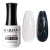 RARJSM Glitter Top Coat Gel Nail Polish Clear Iridescent Rainbow Holographic Shimmer Pigments Sparkle Colors Glossy No Wipe Mirror Shine Gel Polish Soak Off LED UV Curing Requires for Home Salon 15ml