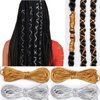 4 Pieces 5M Elastic Cords Braids Hair Dreadlock Braids Hair Accessories Metallic Tinsel Stretch Cord Ribbon Gold Silver String Jewelry Thread for Hair Braiding Ornament Hanging and Gift Wrapping