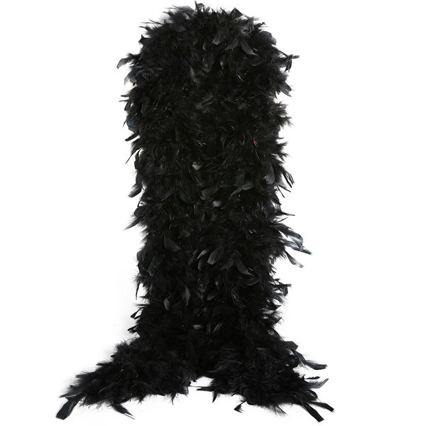 THARAHT Black Chandelle Turkey Feather Boa 2Yard 100g for DIY Craft Home Dancing Wedding Party Halloween Costume Decoration Feather Boa
