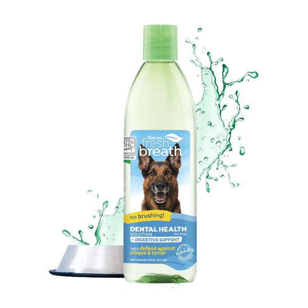TropiClean Fresh Breath Plus Digestive Support | Dog Oral Care Water Additive | Dog Breath Freshener Additive for Dental Health | VOHC Certified | Made in the USA | 16 oz.